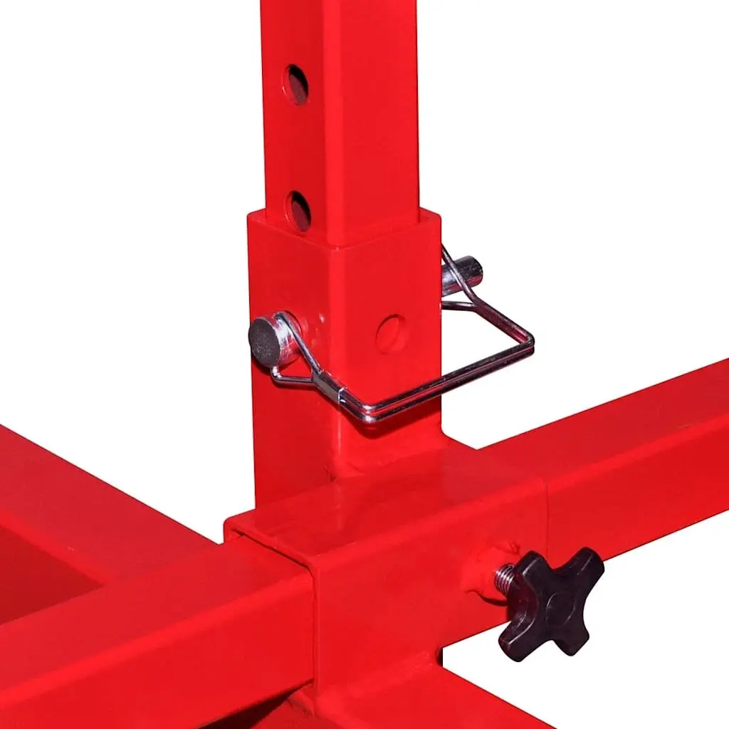 Mobile Axle Stand Heavy Duty Steel Adjustable Height Red
