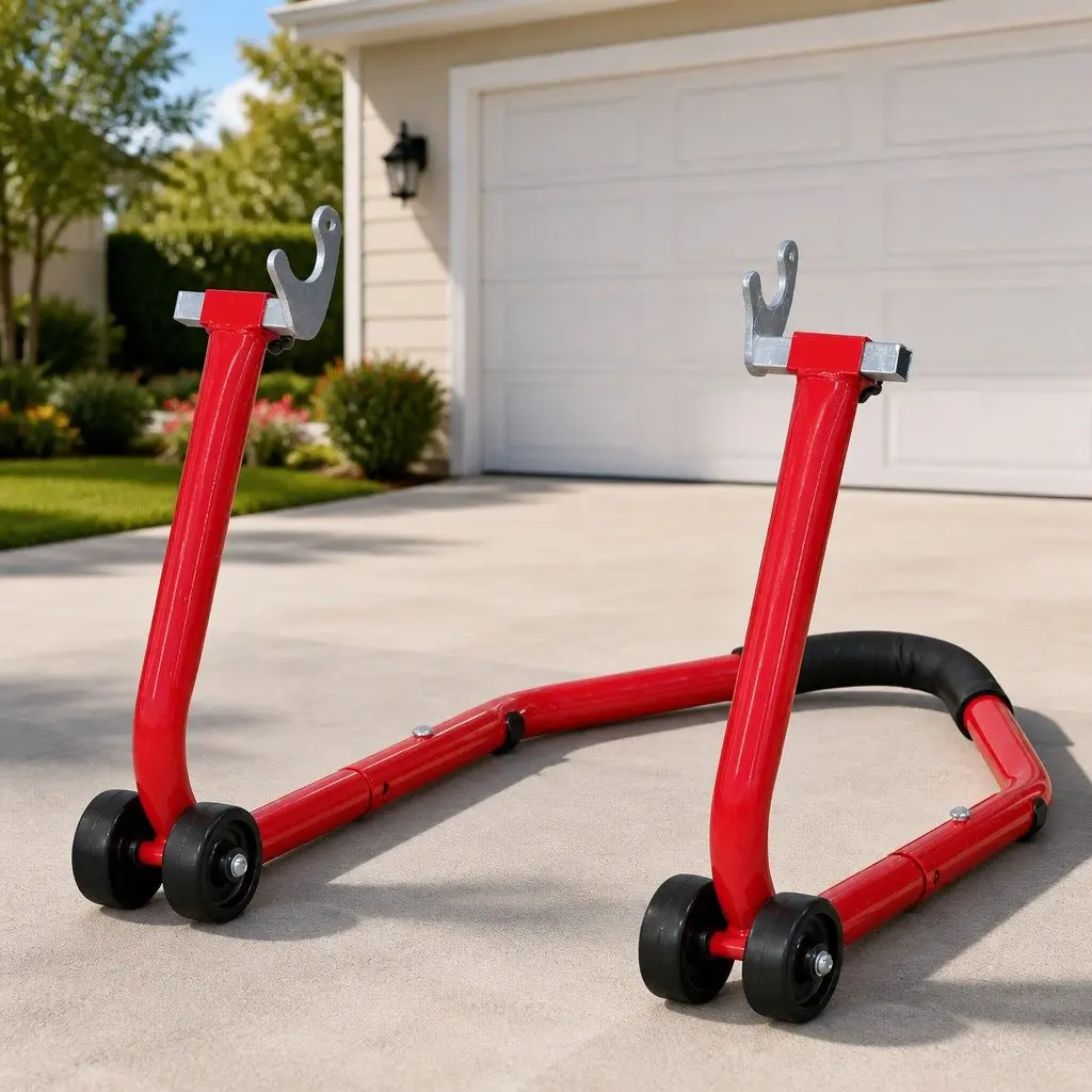 Motorcycle Rear Stand Adjustable Steel Tubing Red