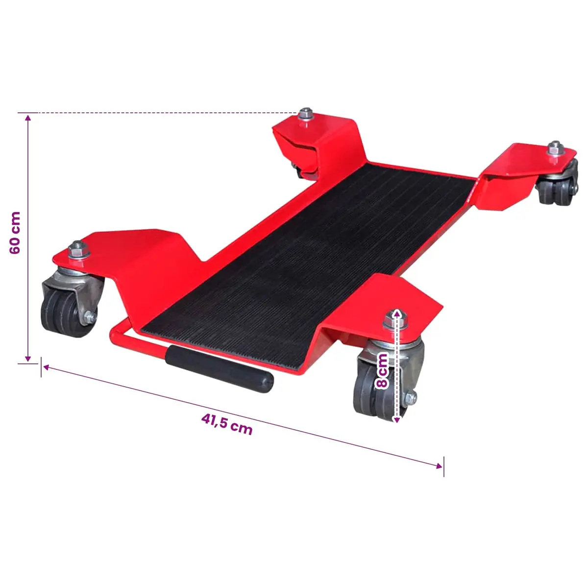 Motorcycle Dolly Centre Stand Heavy Duty Steel 360° Castors Red