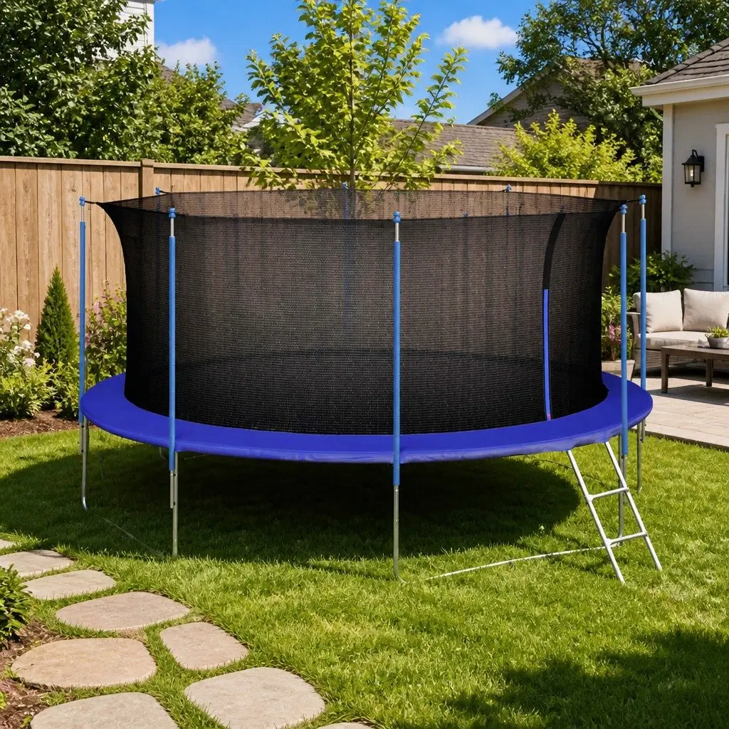 Replacement Safety Net for Round Trampoline Black Weatherproof 4.57m Reinforced Enclosure