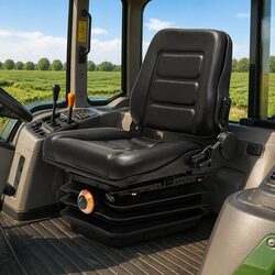 Tractor Seat Forklift Heavy Duty Suspension Adjustable Backrest Black Outdoor