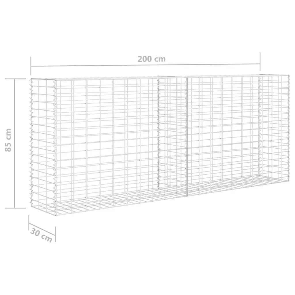 Galvanised Steel Gabion Basket 85x30x200cm Silver Garden Barrier Fence Panel Retaining Wall