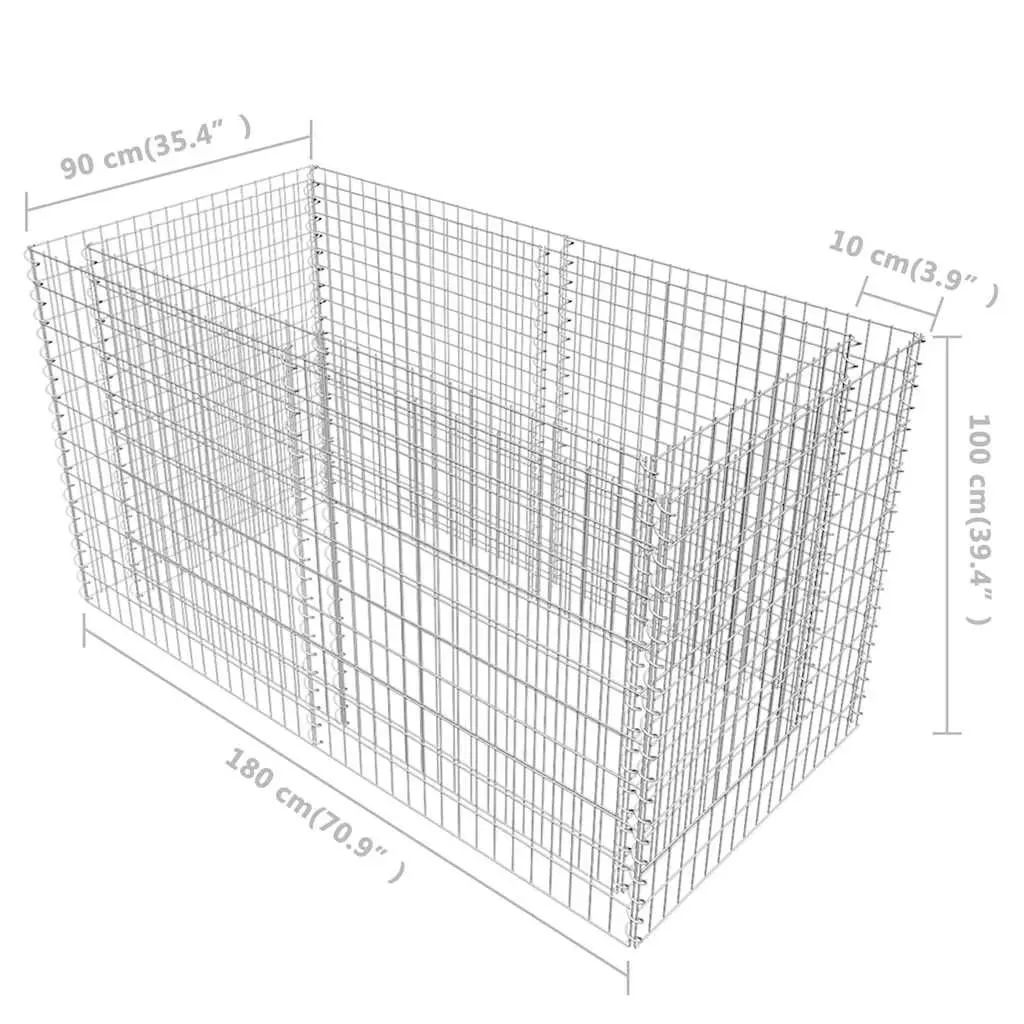 Raised Bed Garden Planter Silver Steel Mesh 180cm x 90cm x 100cm Welded Construction