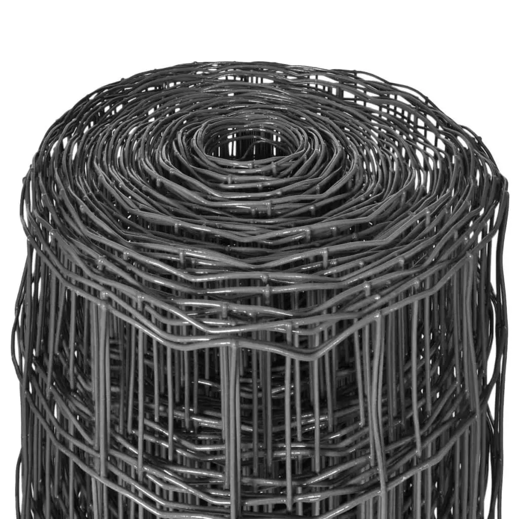 Steel Wire Garden Fence Panel 25x1m Grey PVC Coated