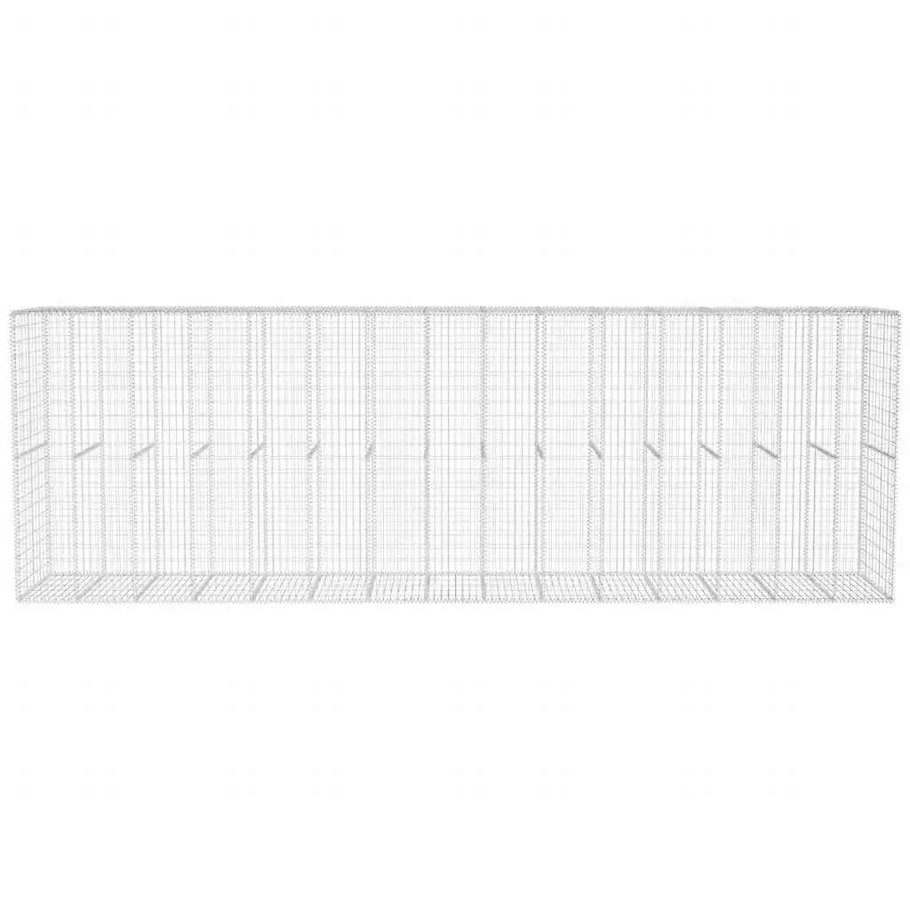 Gabion Wall Panel Galvanised Steel 6 Metre Long Silver Retaining Fence with Top and Bottom Covers