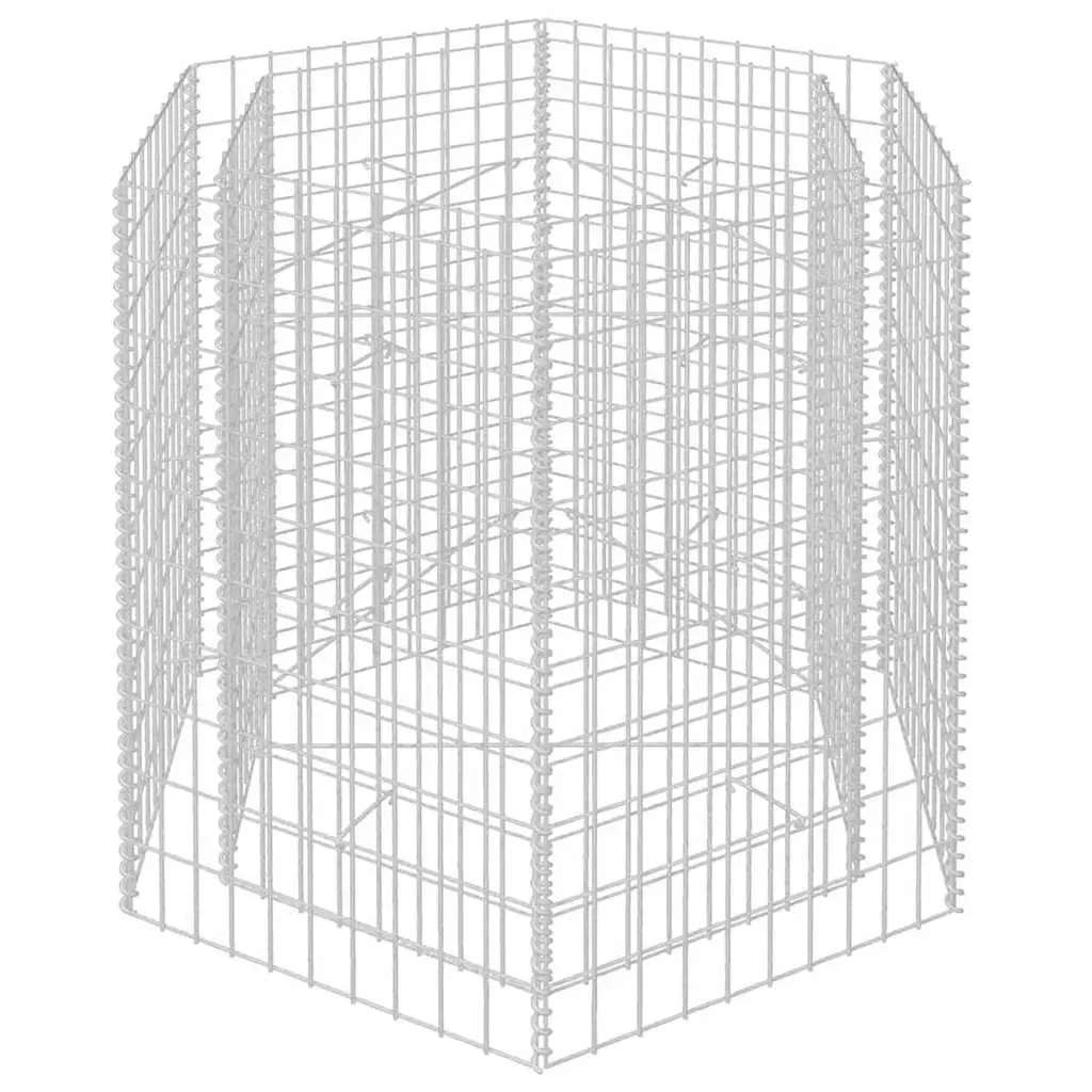 Hexagonal Gabion Raised Bed Garden Planter 100x90x100 cm Galvanised Steel Mesh Silver