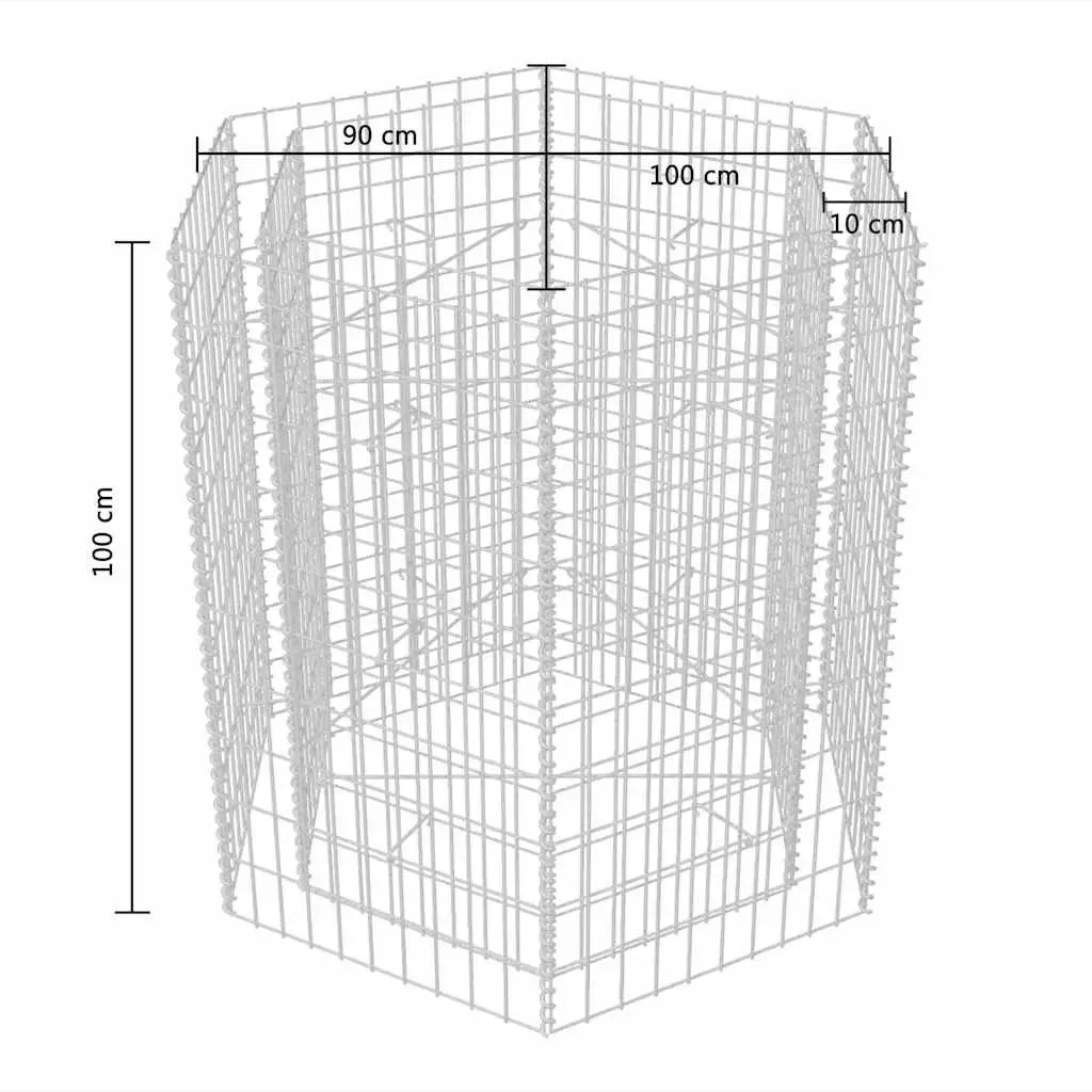 Hexagonal Gabion Raised Bed Garden Planter 100x90x100 cm Galvanised Steel Mesh Silver