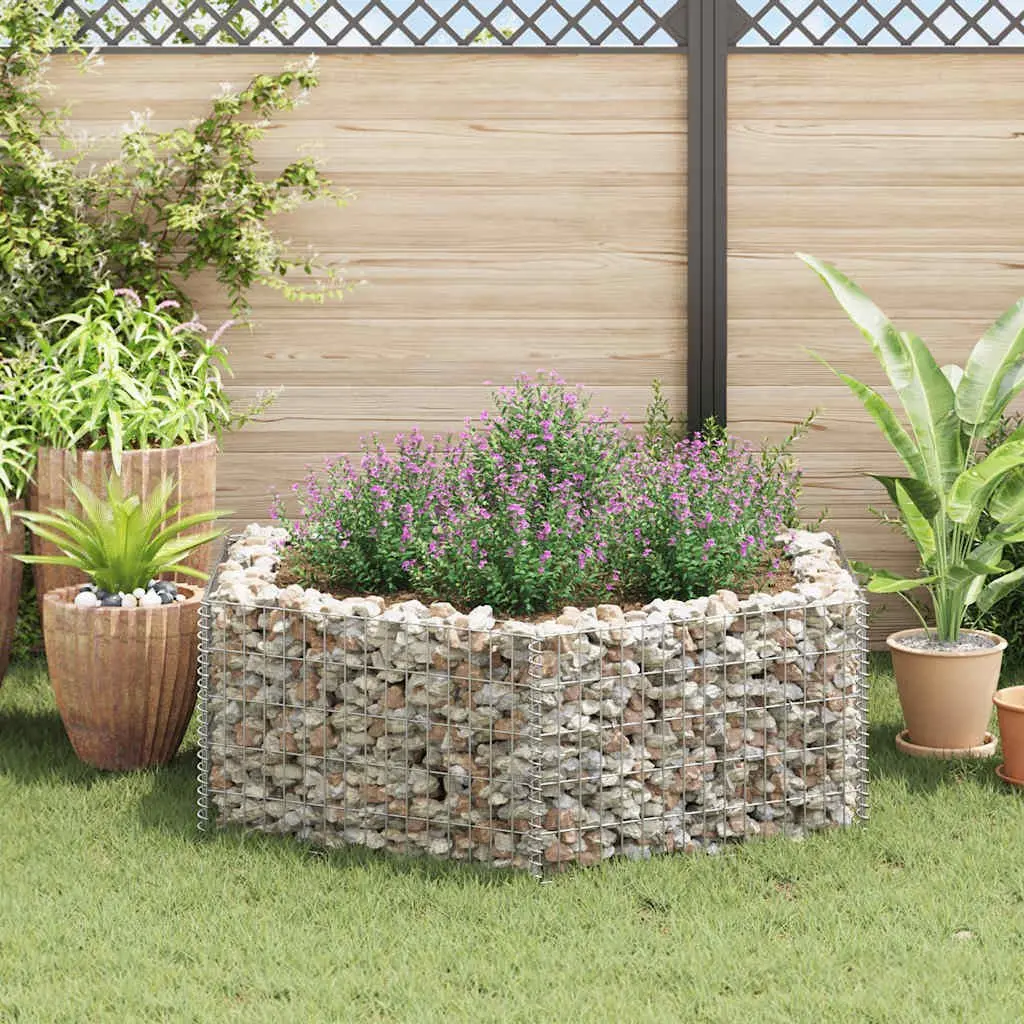 Hexagonal Gabion Raised Bed Garden Planter Silver Galvanised Steel 160 x 140 x 50 cm