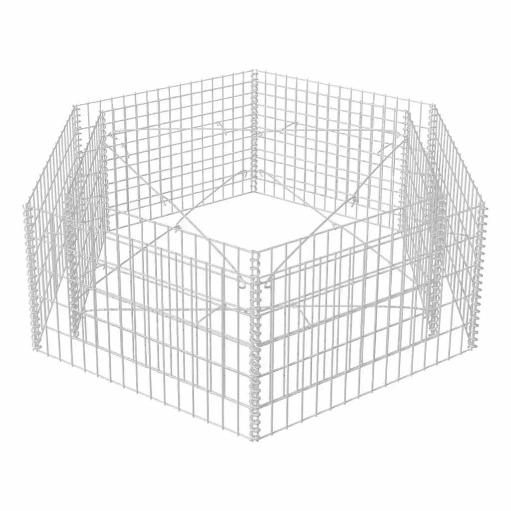 Hexagonal Gabion Raised Bed Garden Planter Silver Galvanised Steel 160 x 140 x 50 cm