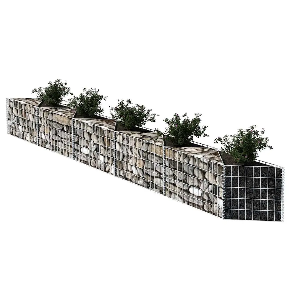 Gabion Basket Galvanised Steel 300 x 30 x 50 cm Silver Retaining Wall Garden Fence Panel Barrier