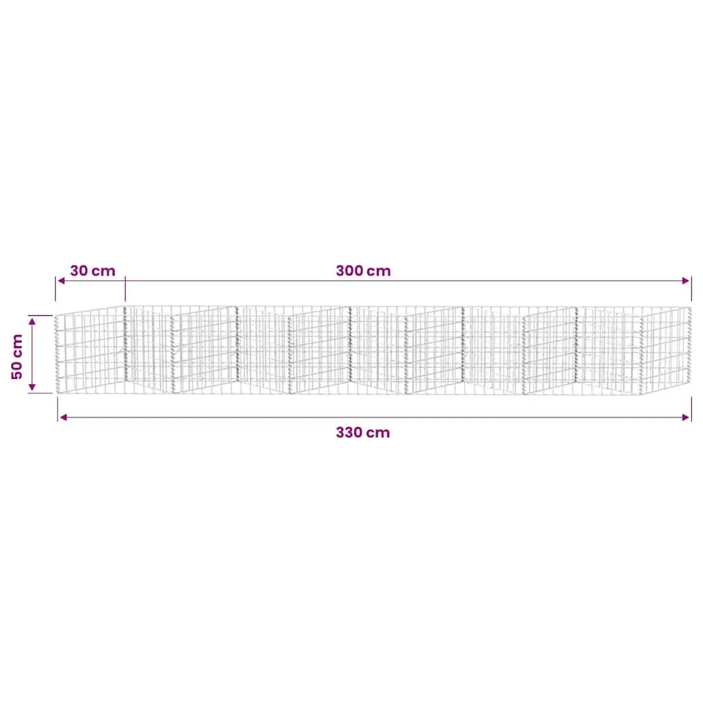 Gabion Basket Galvanised Steel 300 x 30 x 50 cm Silver Retaining Wall Garden Fence Panel Barrier