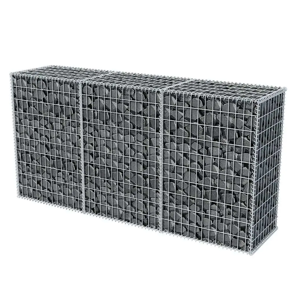 Gabion Basket 200x50x100cm Galvanised Steel Silver Weather Resistant Mesh for Retaining Wall Garden Fence