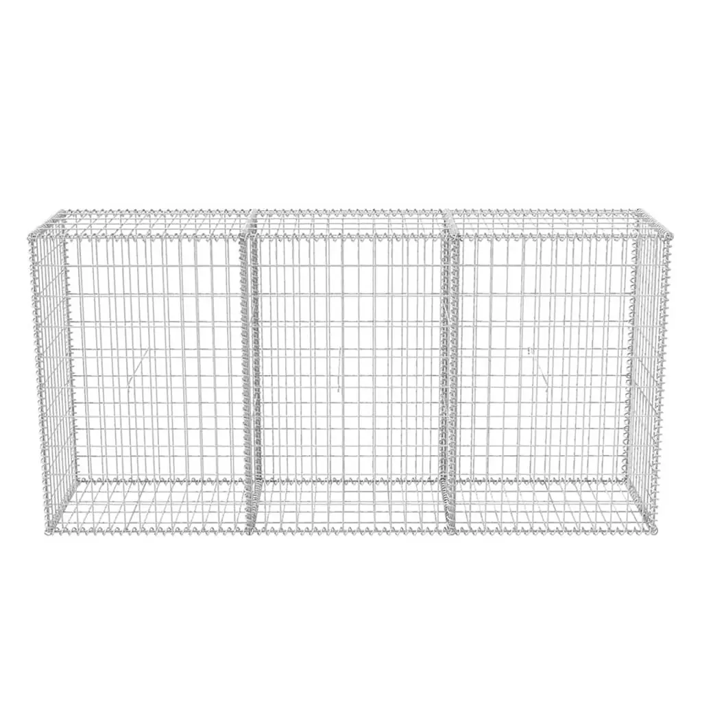 Gabion Basket 200x50x100cm Galvanised Steel Silver Weather Resistant Mesh for Retaining Wall Garden Fence