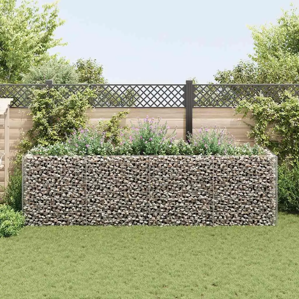 Gabion Raised Bed Garden Planter Steel Galvanised Silver 360x90x100 cm Border