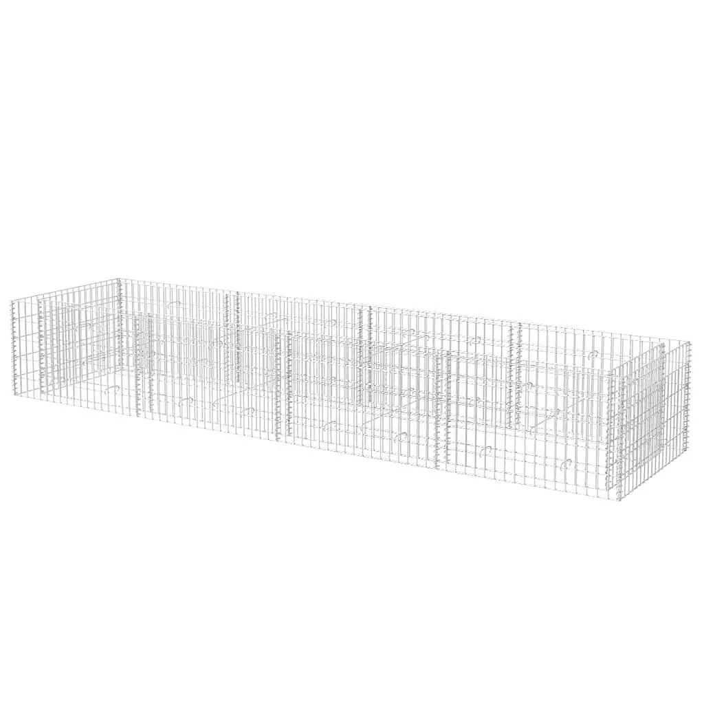 Gabion Raised Bed Garden Planter Border Box Galvanised Steel 360x90x50cm Silver