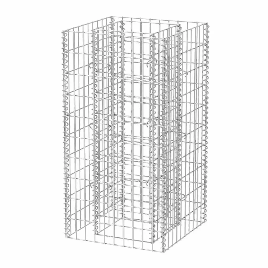 Gabion Planter Border Galvanised Steel 50x50x100cm Silver Garden Edging for Flowers and Plants