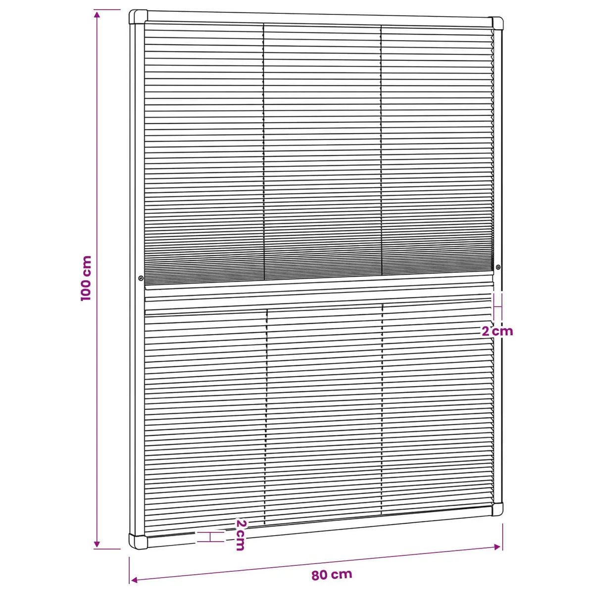 Plisse Insect Screen Window Aluminium Frame 80x100cm Black