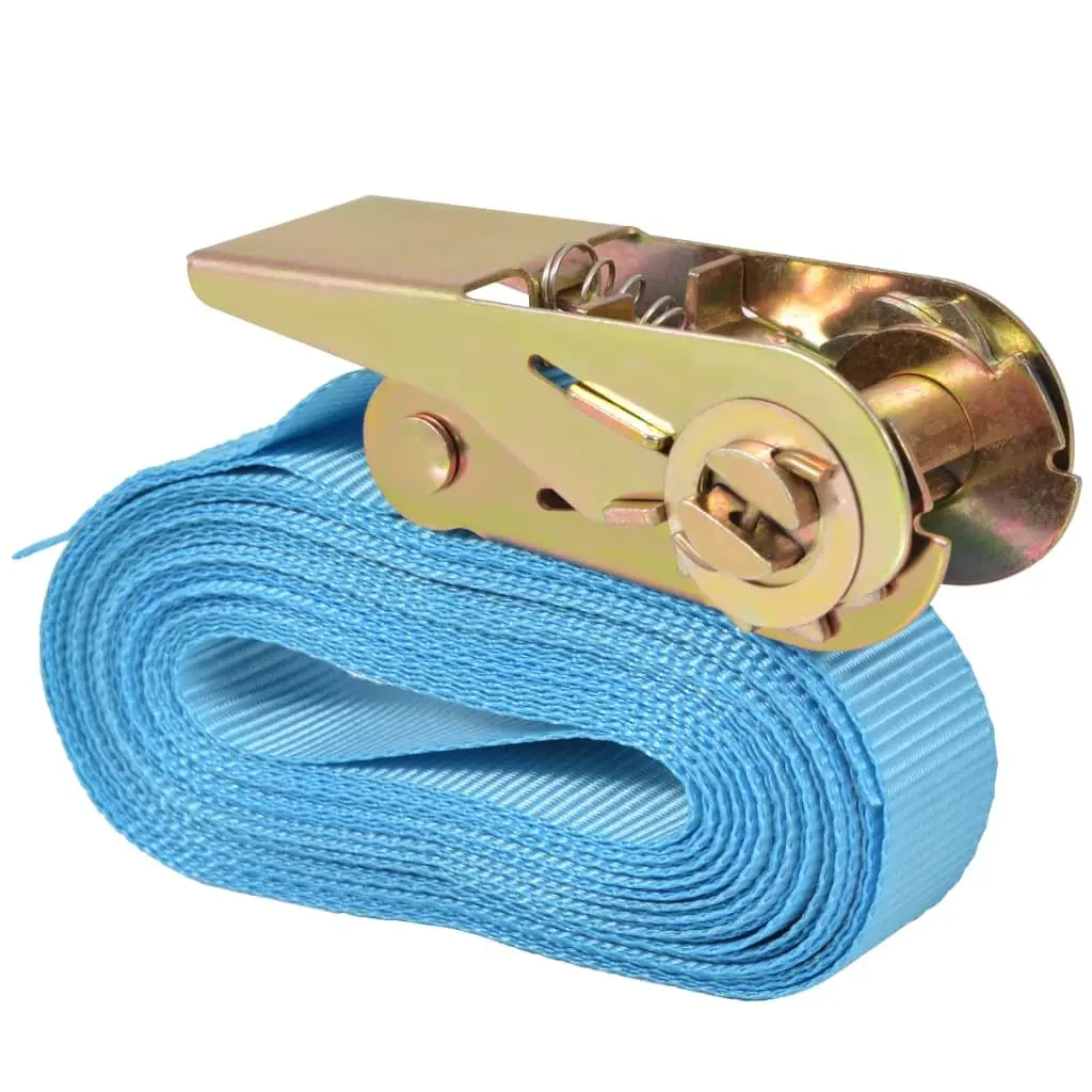 Ratchet Tie Down Straps Heavy Duty Polyester 4m x 25mm Blue 10 Piece