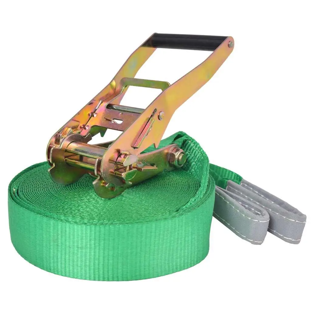 Balance Trainer Slackline Green 15m 50mm Width Outdoor Fitness Equipment