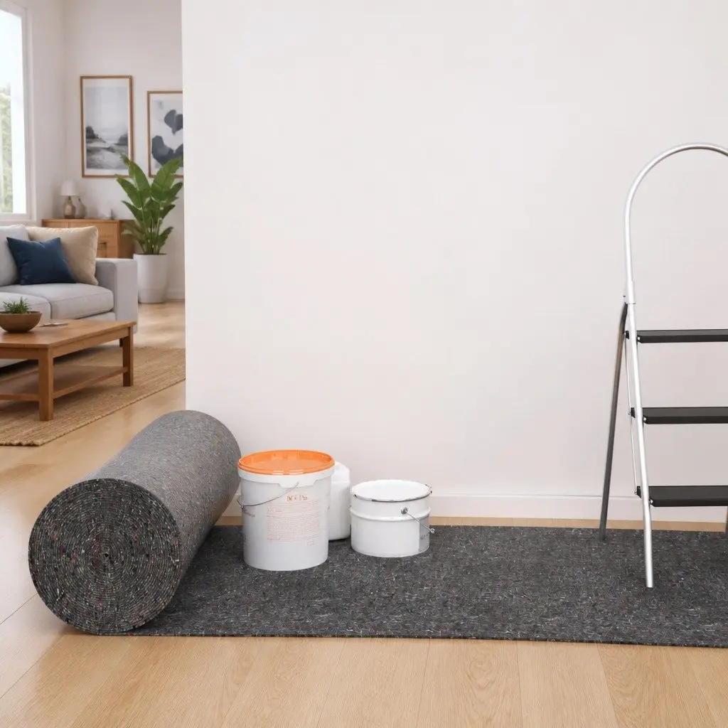 Painter Fleece Non-slip Floor Protection Dust Sheet 50m Roll Grey