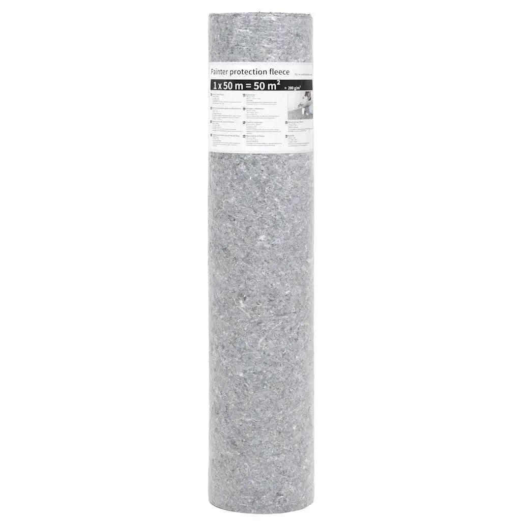Painter Fleece Dust Sheet Non-slip Absorbent 50m x 1m Grey Nonwoven with PE-film Backing