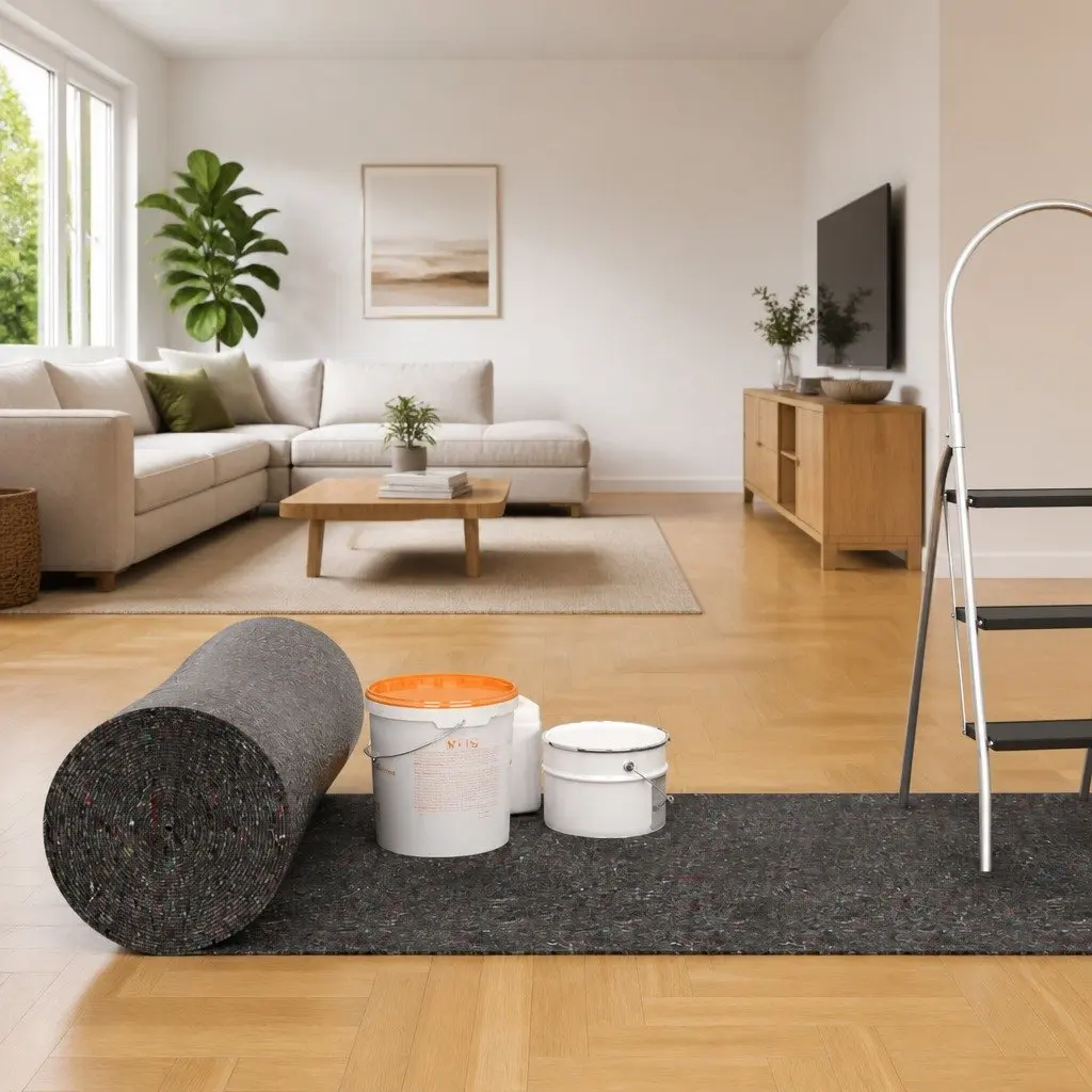 Painter Fleece Non-slip Floor Protection Dust Sheet 1m x 50m Grey 2 Piece