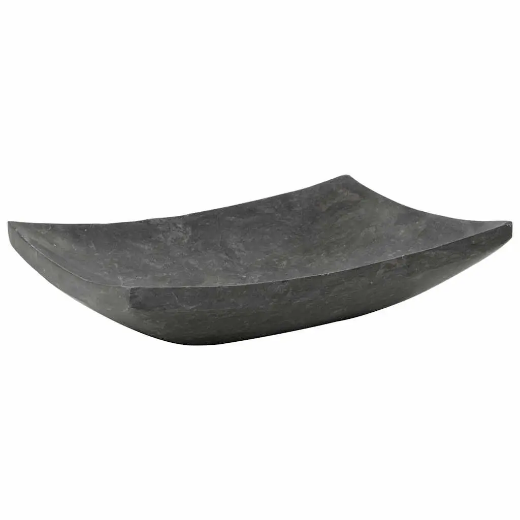 Bathroom Basin Sink 50x35x12 cm Rectangular Natural Stone Black Marble Washroom