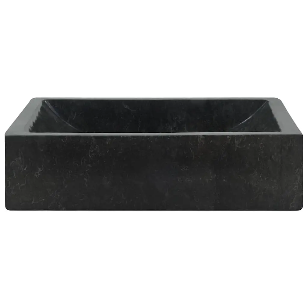 Bathroom Sink Handmade Natural River Stone Rectangular 45x30x12 cm Black High Gloss