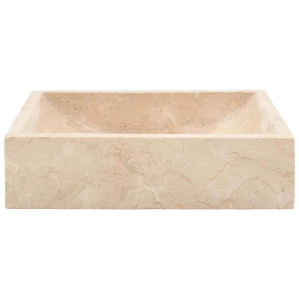 Bathroom Basin Sink Natural River Stone Rectangular 45x30x12cm Cream