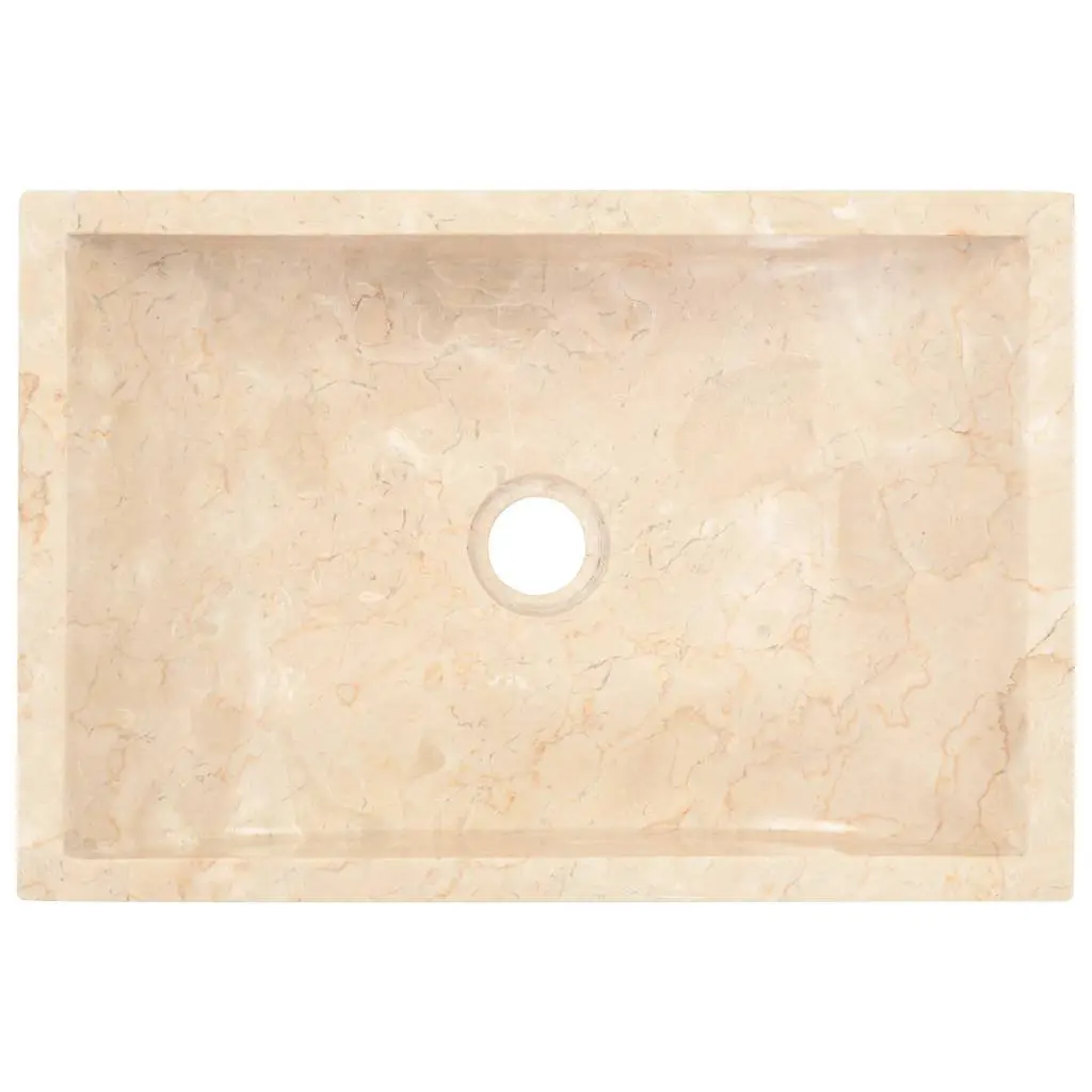 Bathroom Basin Sink Natural River Stone Rectangular 45x30x12cm Cream