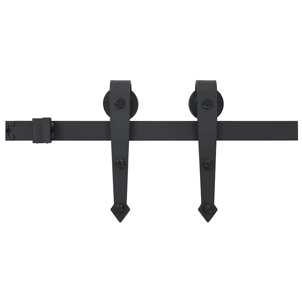 Sliding Door Hardware Kit Steel Track 183cm Black
