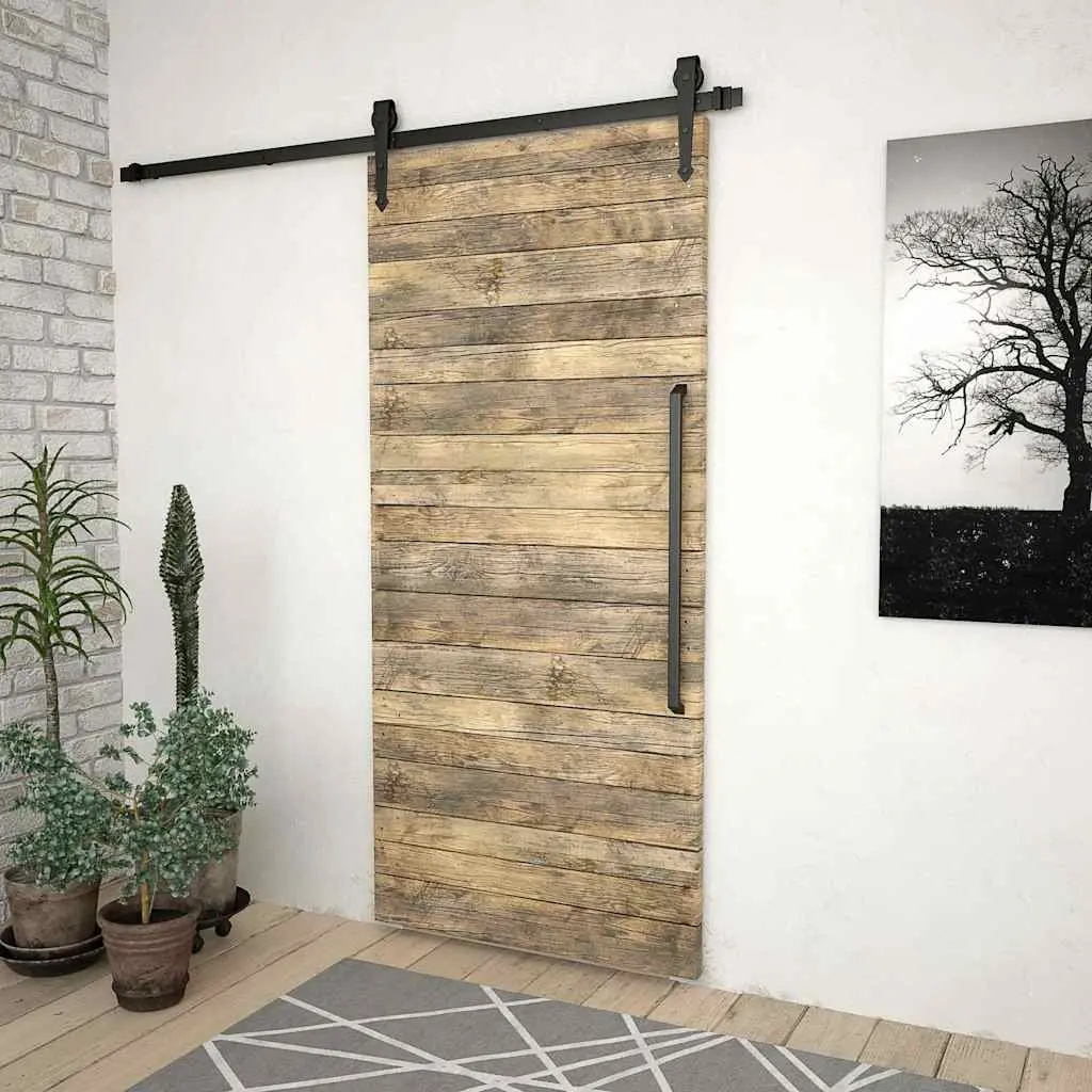 Sliding Door Hardware Kit Steel Track 183cm Black