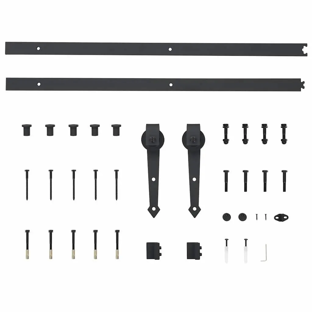 Sliding Door Hardware Kit Steel Track 183cm Black