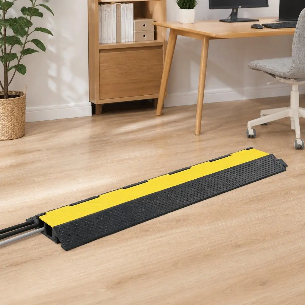 Dual Channel Cable Protector Ramp Rubber 101.5cm Bright Yellow