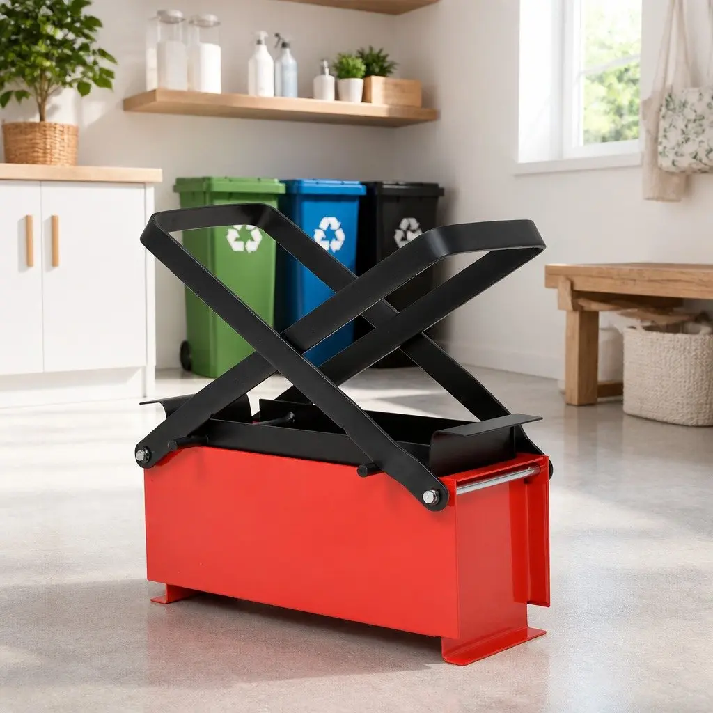 Manual Paper Log Briquette Maker Steel Frame 34 x 14 x 14 cm Black Red