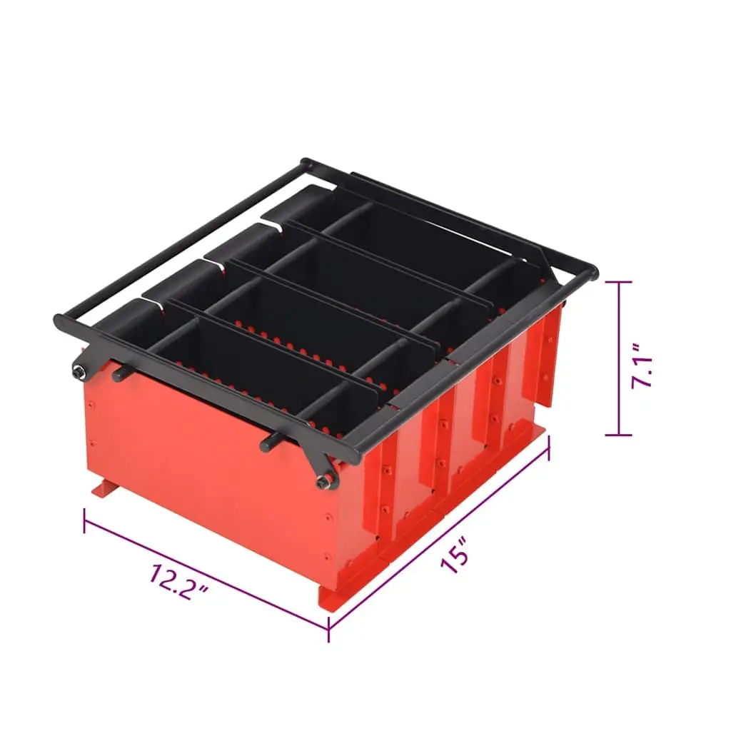 Paper Log Briquette Maker Steel Frame Manual Press 38 x 31 x 18 cm Red