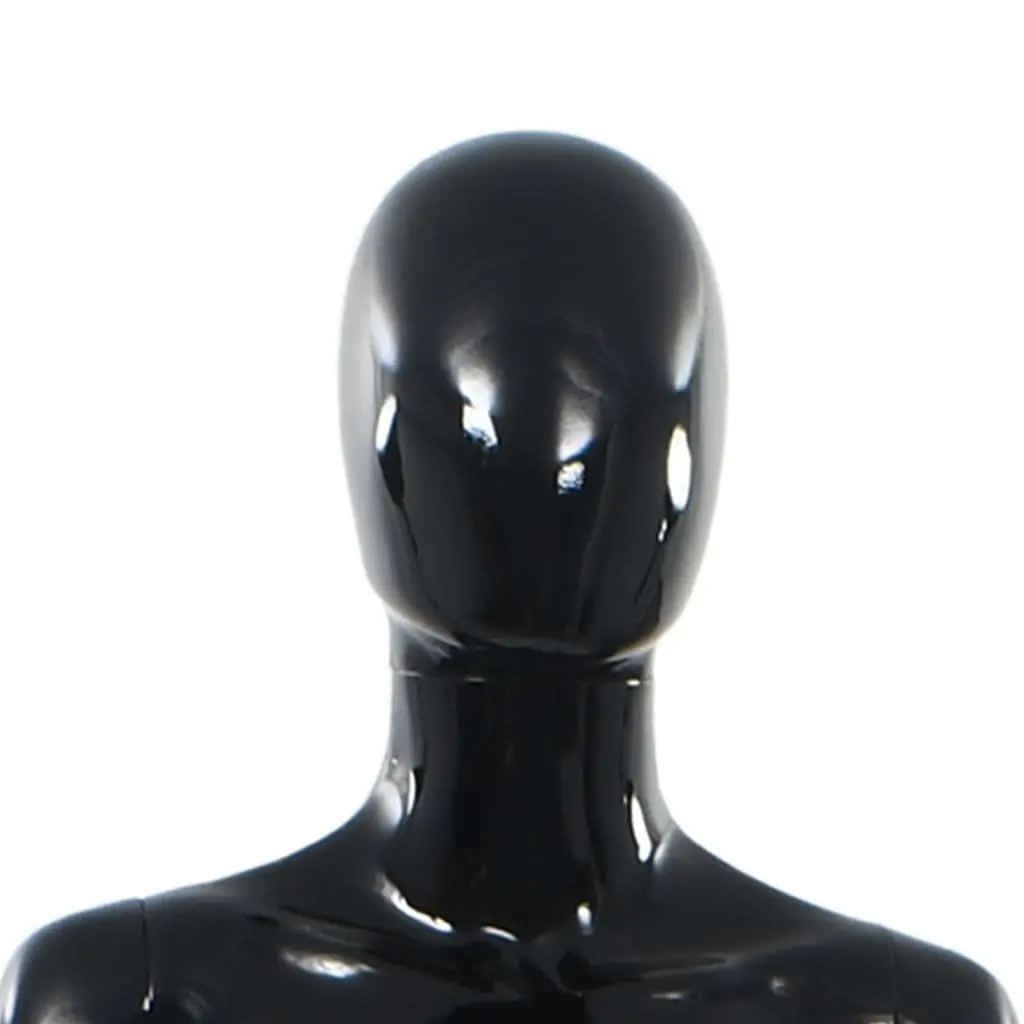 Female Mannequin Full Body 175cm Black Glossy with Glass Base and Aluminium Stand Retail Display