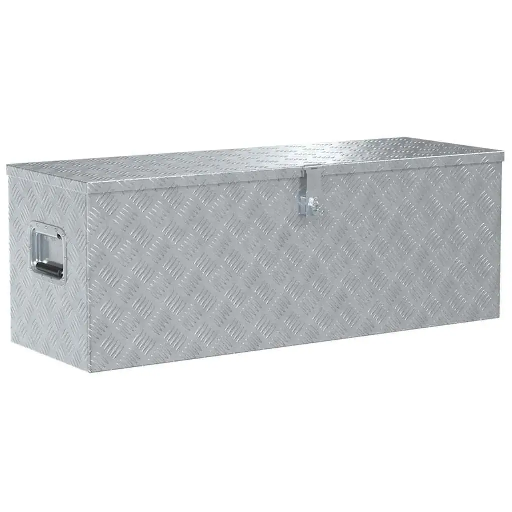 Aluminium Storage Box Corrugated Lightweight Compact Silver 110.5 x 38.5 x 40 cm