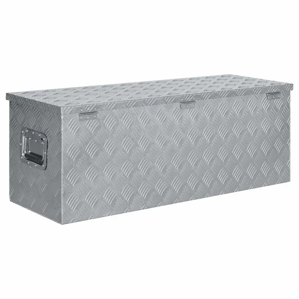 Aluminium Storage Box Corrugated Lightweight Compact Silver 110.5 x 38.5 x 40 cm