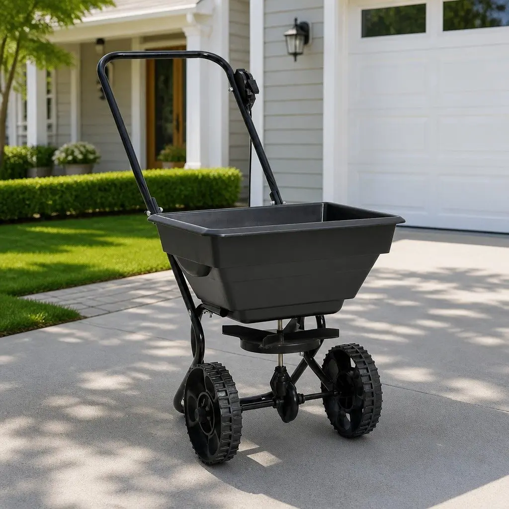 Walk Behind Salt Spreader Steel Frame 80x46x75cm White