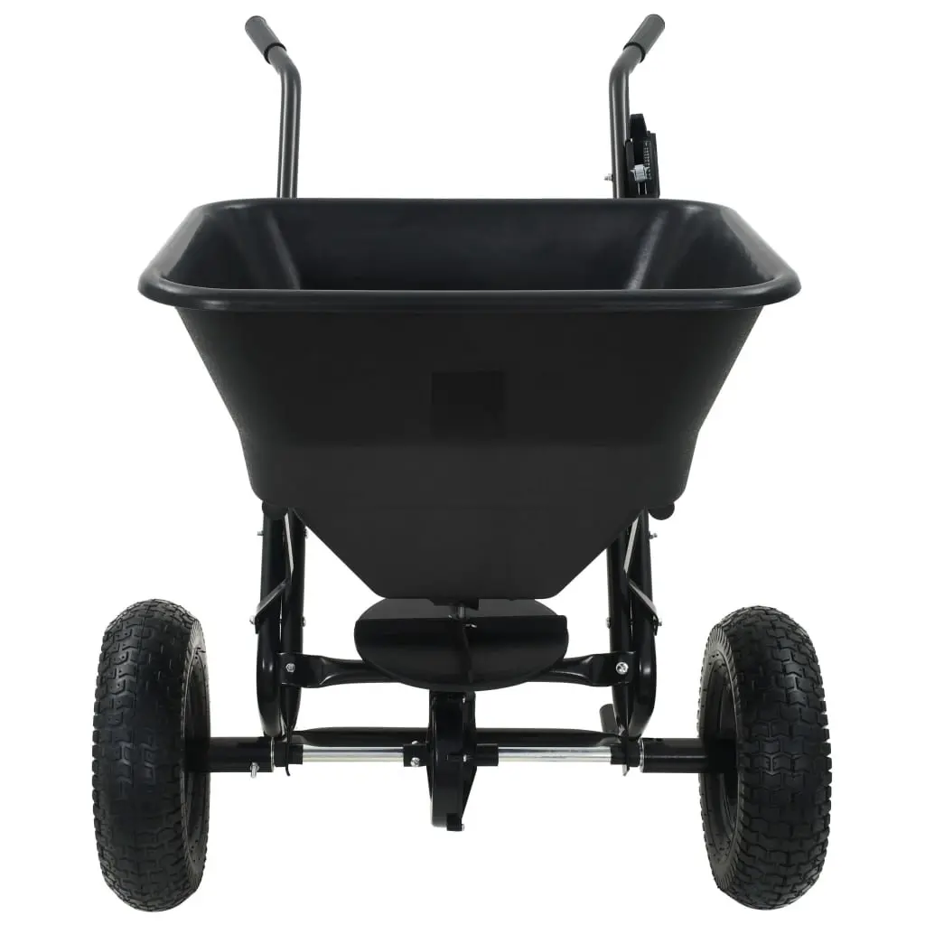 Walk Behind Spreader 45L Corrosion Resistant Tubular Steel Frame Black for Fertilizer Seed and Salt Distribution