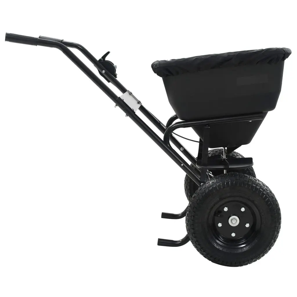 Walk Behind Spreader 45L Corrosion Resistant Tubular Steel Frame Black for Fertilizer Seed and Salt Distribution