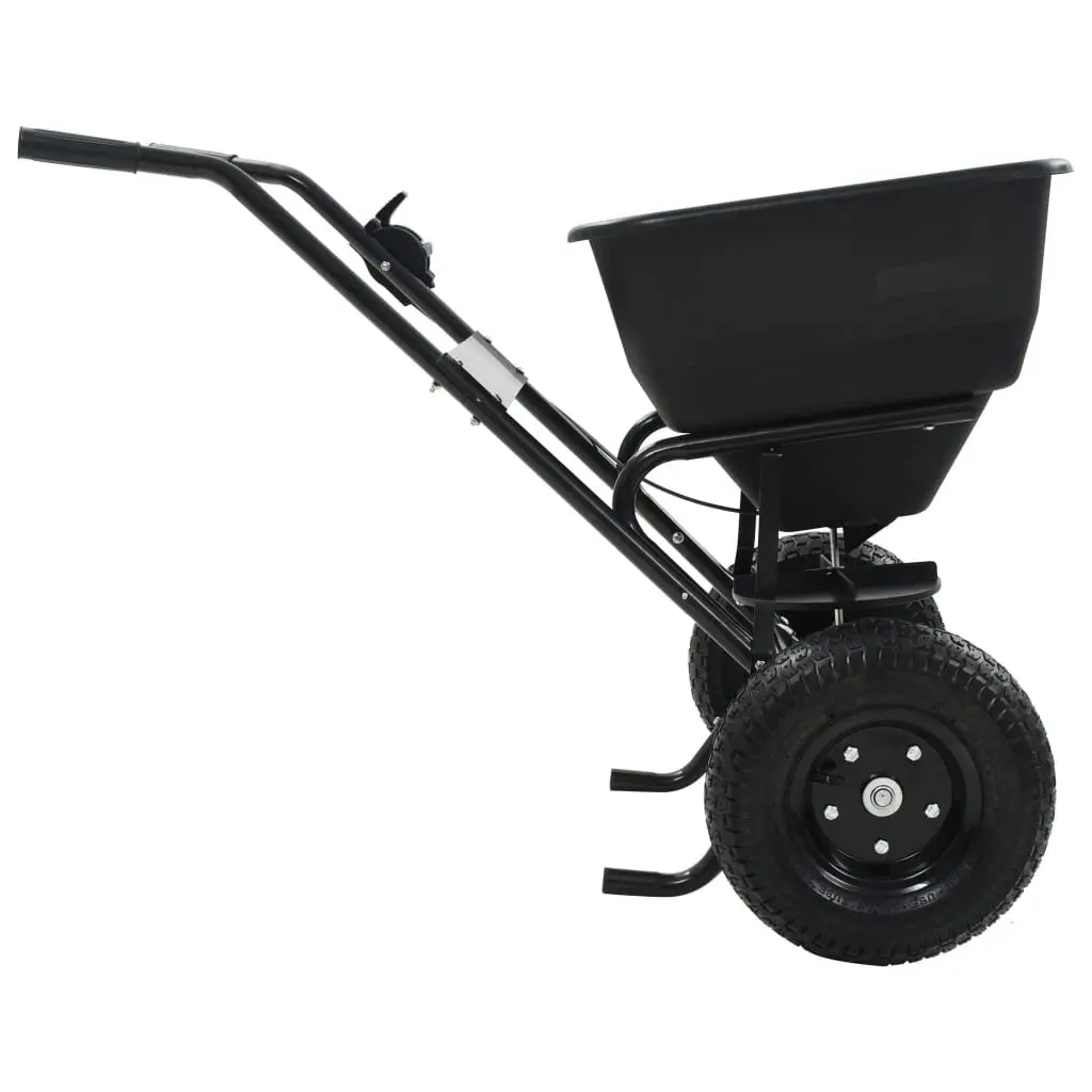 Walk Behind Spreader 45L Corrosion Resistant Tubular Steel Frame Black for Fertilizer Seed and Salt Distribution