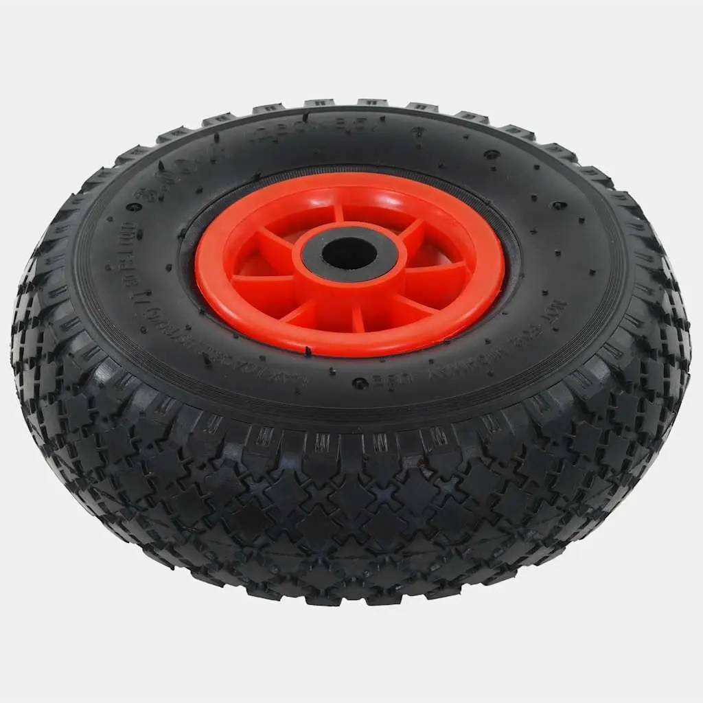 Pneumatic Wheels 3.00-4 Durable Rubber Universal Replacement for Sack Truck Hand Trolley Cart 2 Piece