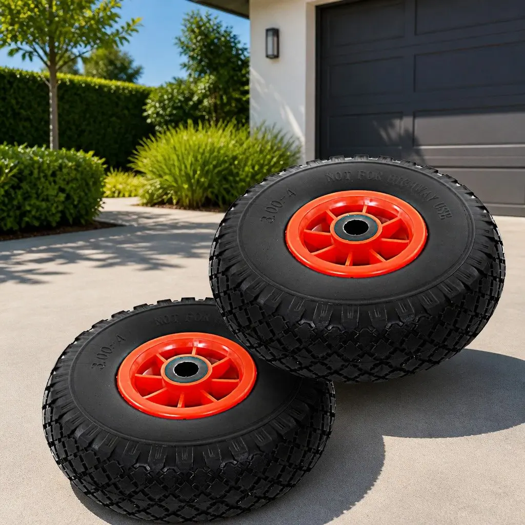 Sack Truck Spare Wheels Solid PU 3.00-4 Puncture-Proof Heavy-Duty 2 Piece