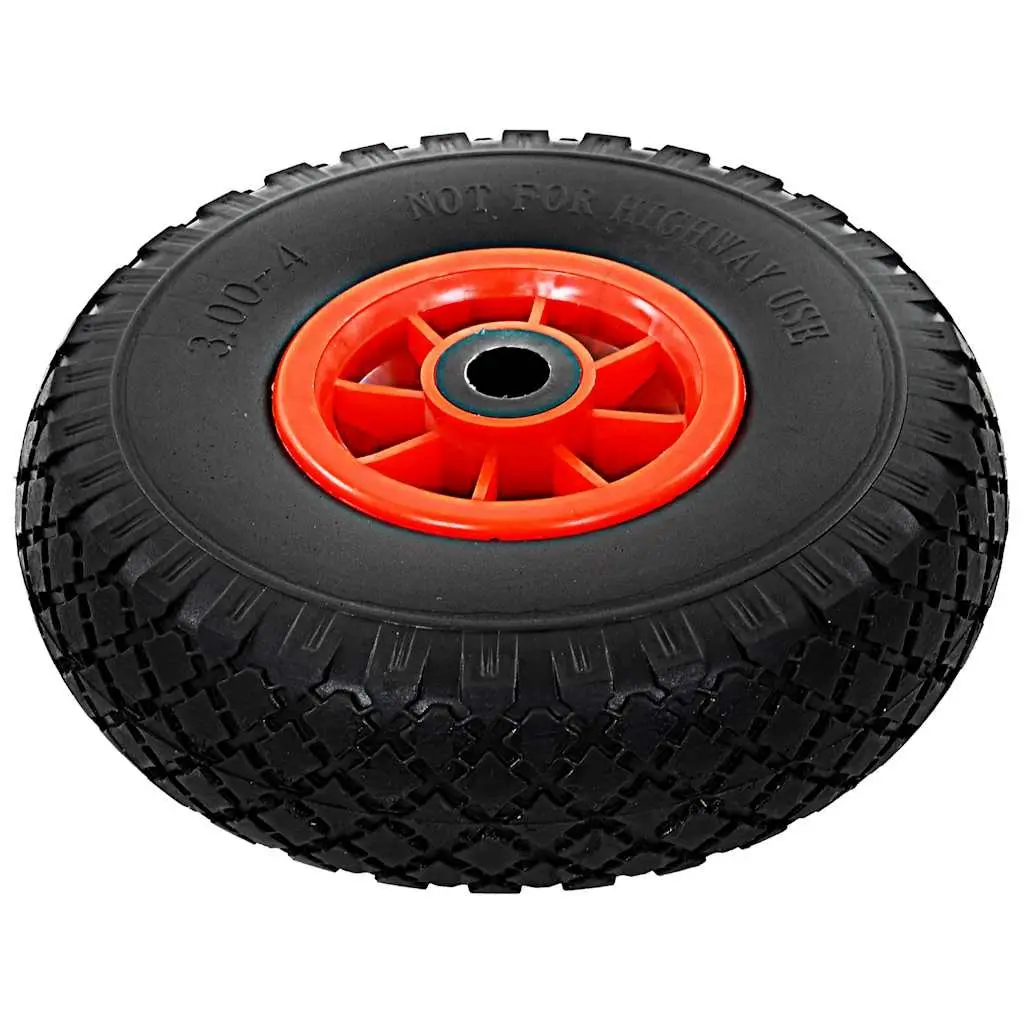 Sack Truck Wheels Solid PU Puncture-Proof Heavy-Duty 3.00-4 4 Piece