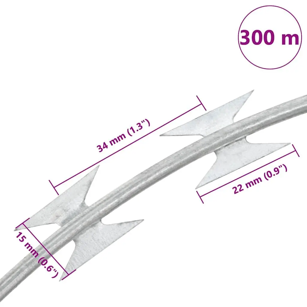 Concertina Razor Wire Galvanised Steel 300m Coiled Silver Security Barrier Outdoor