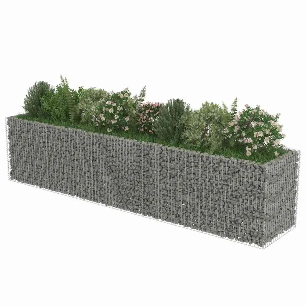 Raised Bed Galvanised Steel Planter 450x90x100cm Silver Garden Border