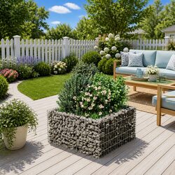 Practical Gabion Raised Bed for Garden and Patio Use