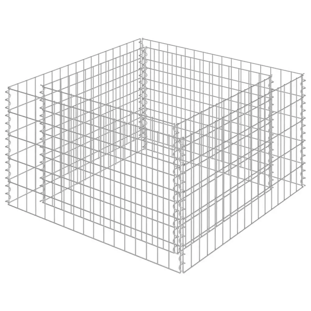 Raised Bed Planter Gabion Galvanised Steel Silver 90x90x50cm Outdoor Garden Border